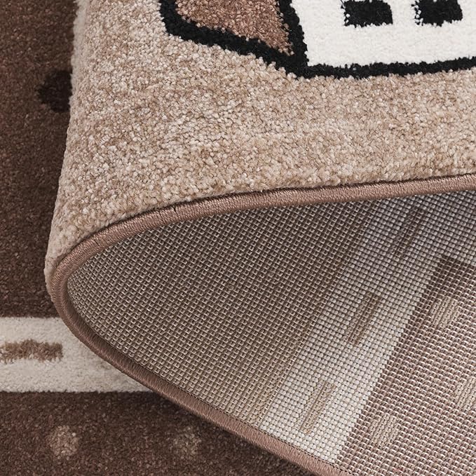 SAFAVIEH Carousel Kids Collection Area Rug - 4' x 6', Brown/Beige, Geometric Design, Ideal for High Traffic Areas in Living Room, Bedroom, Dining (CRK193T)