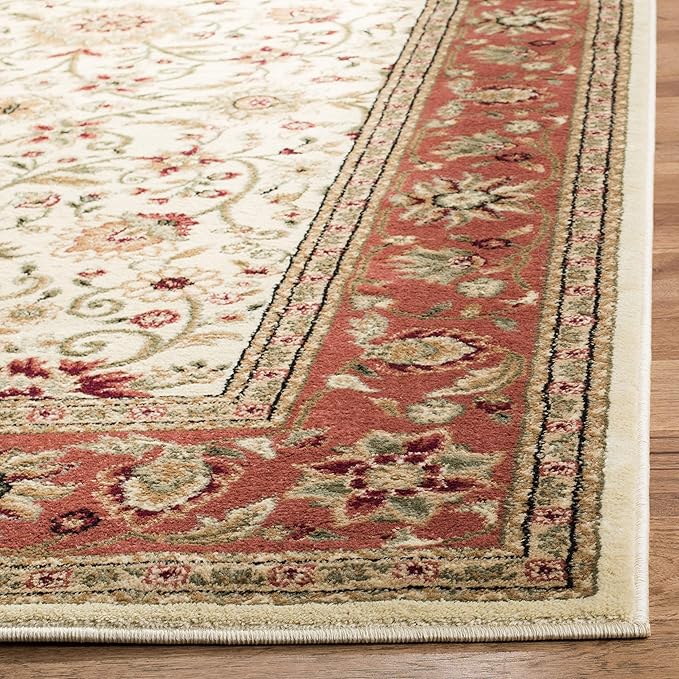 SAFAVIEH Lyndhurst Collection Area Rug - 8' x 10', Ivory & Rust, Traditional Oriental Design, Non-Shedding & Easy Care, Ideal for High Traffic Areas in Living Room, Bedroom (LNH212R)