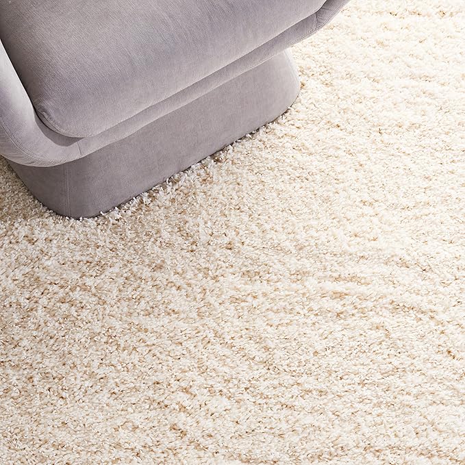 SAFAVIEH Santa Monica Shag Collection Accent Rug - 2'3" x 5', Ivory, Solid Design, 2-inch Thick Ideal for High Traffic Areas in Living Room, Bedroom, Dining (SGN725-1212-25)