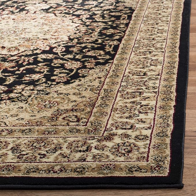 SAFAVIEH Lyndhurst Collection Area Rug - 5'3" x 7'6", Black & Ivory, Traditional Oriental Medallion Design, Non-Shedding & Easy Care, Ideal for High Traffic Areas in Living Room, Bedroom (LNH222A)