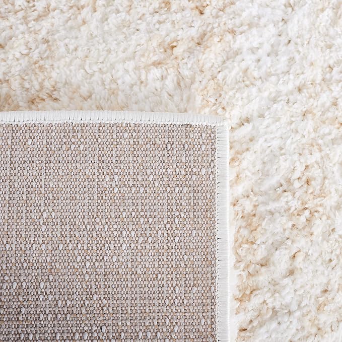 SAFAVIEH Berber Shag Collection Accent Rug - 4'5" x 6'5", Ivory & Beige, 1.2-inch Thick Ideal for High Traffic Areas in Entryway, Living Room, Bedroom (BER563A)