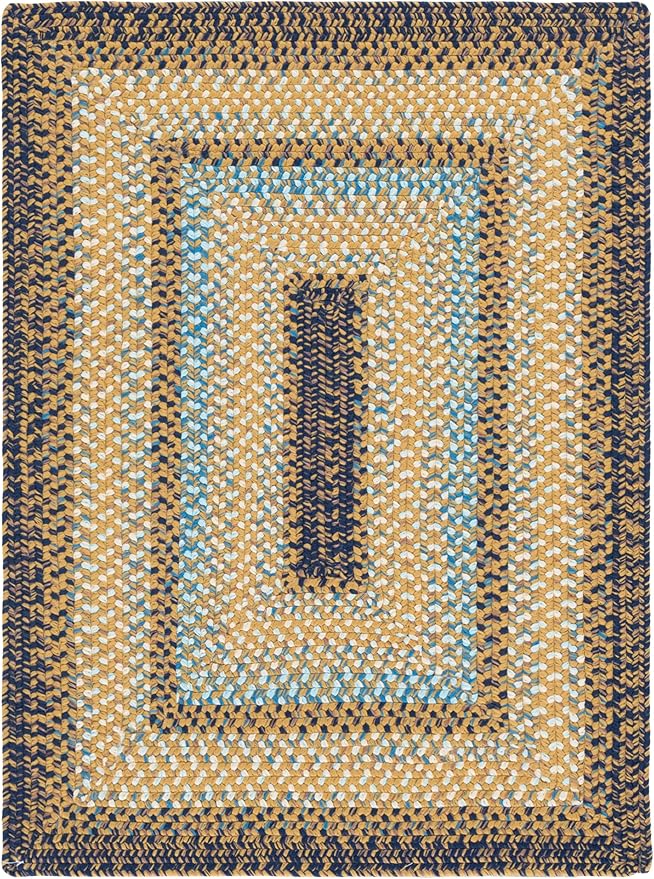 SAFAVIEH Washable Rug Outdoor Braided Collection - 4' x 6', Brown & Navy, Handmade & Reversible, Non-Shedding & Easy to Clean, Ideal for Patio, Backyard, Mudroom (BRD303T)
