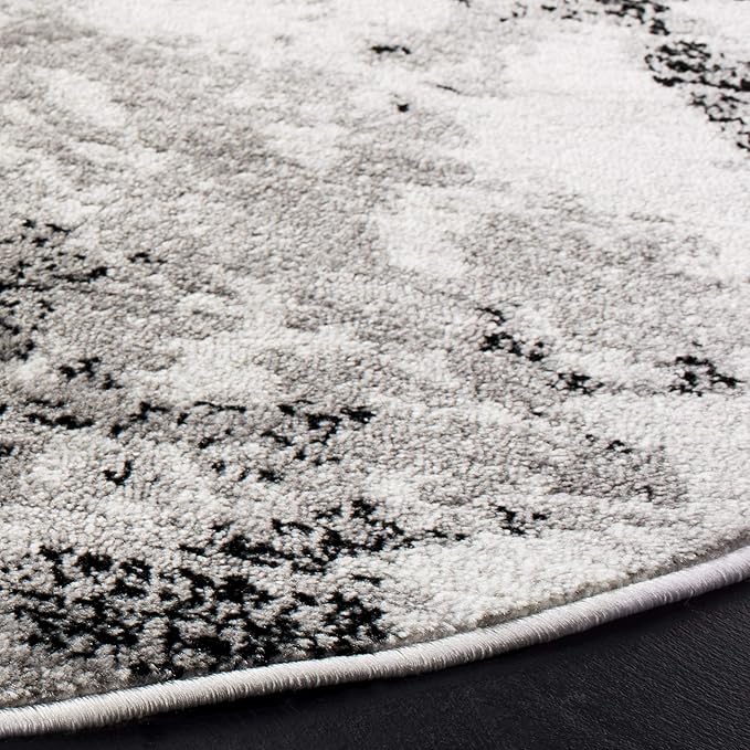 SAFAVIEH Skyler Collection 7' Round Grey/Ivory SKY186K Modern Abstract Non-Shedding Dining Room Entryway Foyer Living Room Bedroom Area Rug