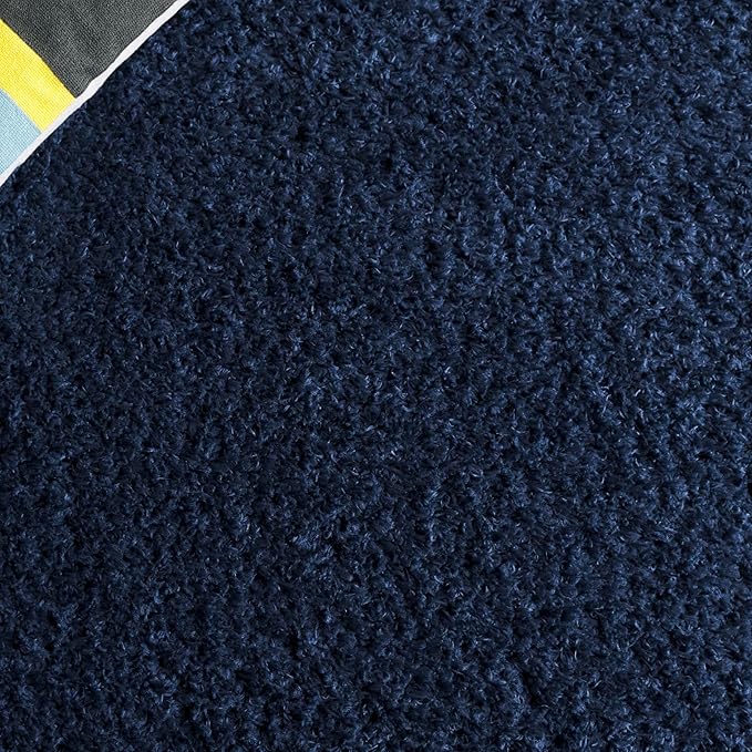SAFAVIEH Lindsay Shag Collection Area Rug - 9' x 12', Navy, Contemporary Design, Ideal for High Traffic Areas in Living Room, Bedroom & Dining Room (LNS560N-9)