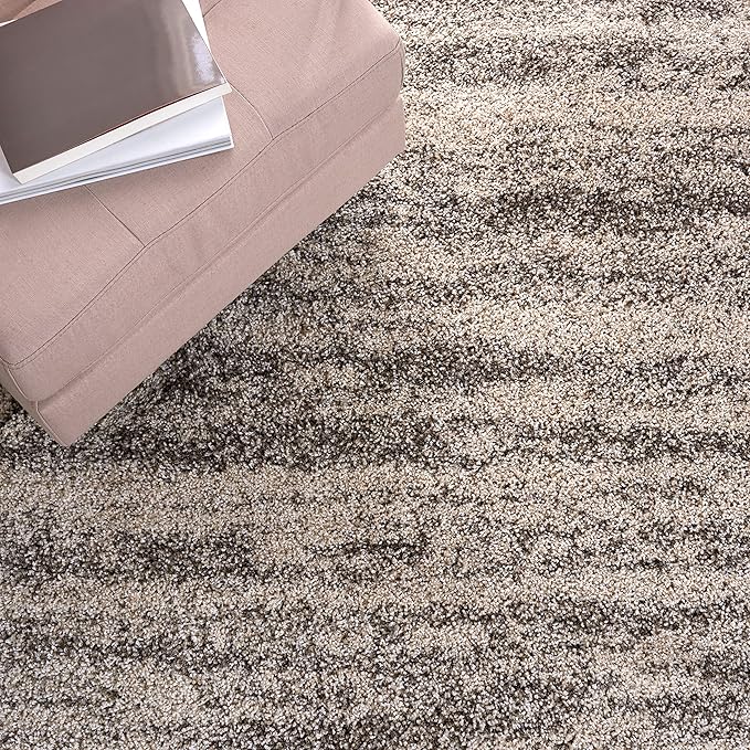 SAFAVIEH Hudson Shag Collection Area Rug - 2'3" x 22' Runner, Ivory & Grey, Non-Shedding & Easy Cleaning, Plush Thick Pile, Ideal for Living Room, Bedroom, Dining Space (SGH206A)