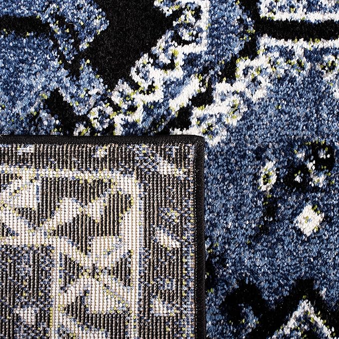 SAFAVIEH Vintage Hamadan Collection Runner Rug - 2'3" x 8', Blue & Black, Oriental Distressed Design, Non-Shedding & Easy Care, Ideal for High Traffic Areas in Living Room, Bedroom (VTH293M)