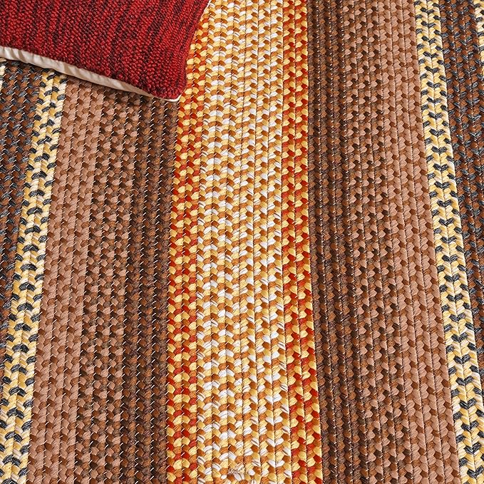 SAFAVIEH Washable Rug Outdoor Braided Collection - 6' x 9' Oval, Brown & Light Brown, Handmade & Reversible, Non-Shedding & Easy to Clean, Ideal for Patio, Backyard, Mudroom (BRD313T)