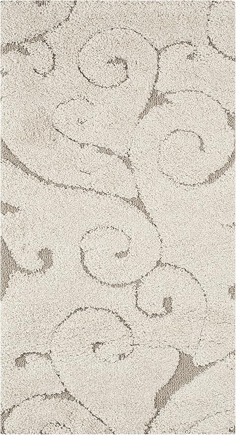 SAFAVIEH Florida Shag Collection Accent Rug - 2'3" x 4', Cream & Beige, Scroll Design, Non-Shedding & Easy Care, High-Low Plush Pile, Ideal for Bedroom, Foyer, Hallway (SG455-1113)