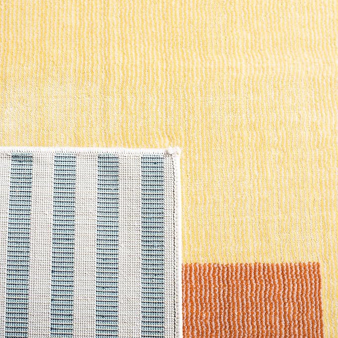 SAFAVIEH Orwell Collection Runner Rug - 2'2" x 9', Rust & Yellow, Mid-Century Modern Abstract Design, Non-Shedding & Easy Care, Ideal for High Traffic Areas in Living Room, Bedroom (ORW368P)