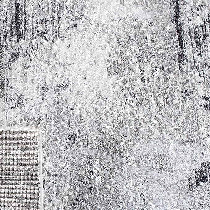SAFAVIEH Amelia Collection Runner Rug - 2'2" x 8', Grey & Ivory, Modern Abstract Design, Non-Shedding & Easy Care, Ideal for High Traffic Areas in Living Room, Bedroom (ALA705G)