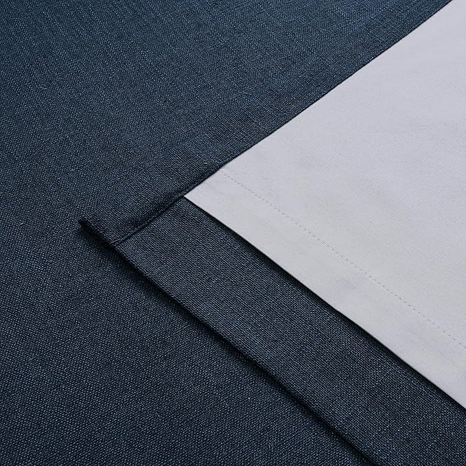 Vision Home Navy Blue Pinch Pleated Full Blackout Curtains Linen Blended Room Darkening Curtain Panels 72 inch for Living Room Bedroom Thermal Insulated Pinch Pleat Drapes with Hooks 40" Wx72 Lx2