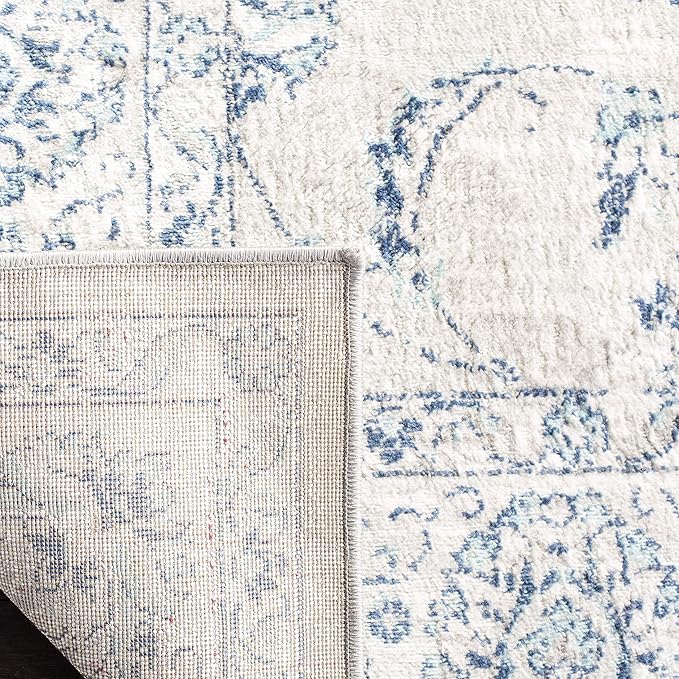 SAFAVIEH Brentwood Collection X-Large Area Rug - 11' x 15', Light Grey & Blue, Oriental Floral Scroll Design, Non-Shedding & Easy Care, Ideal for High Traffic Areas in Living Room, Bedroom (BNT854G)