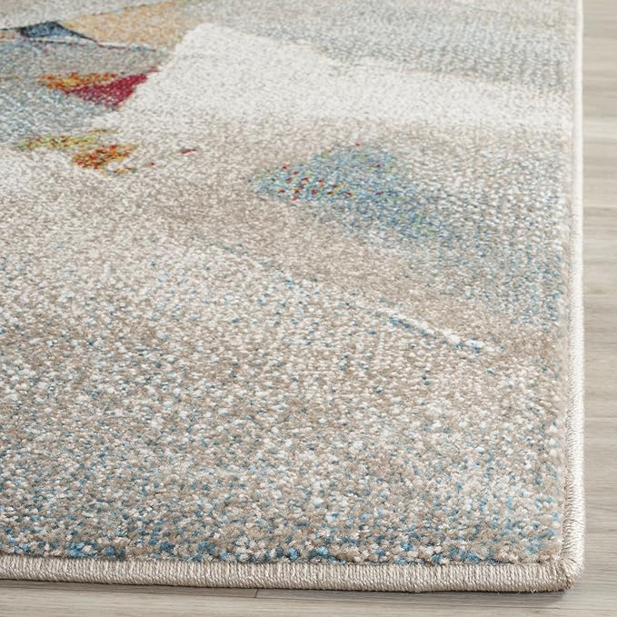 SAFAVIEH Porcello Collection Runner Rug - 2'3" x 18', Grey & Multi, Modern Abstract Design, Non-Shedding & Easy Care, Ideal for High Traffic Areas in Living Room, Bedroom (PRL6937B)