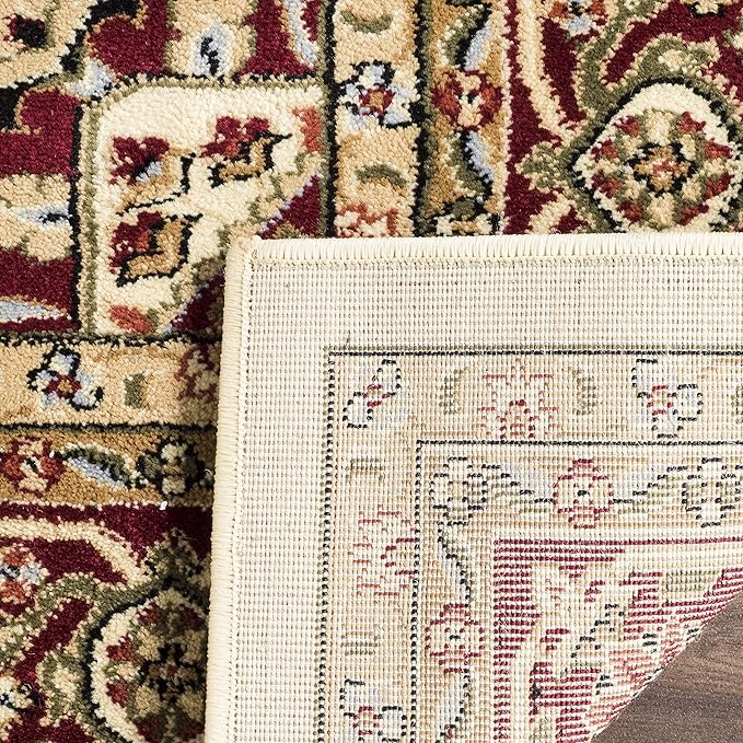 SAFAVIEH Lyndhurst Collection Area Rug - 3'3" Square, Ivory & Red, Traditional Oriental Design, Non-Shedding & Easy Care, Ideal for High Traffic Areas in Living Room, Bedroom (LNH330A)