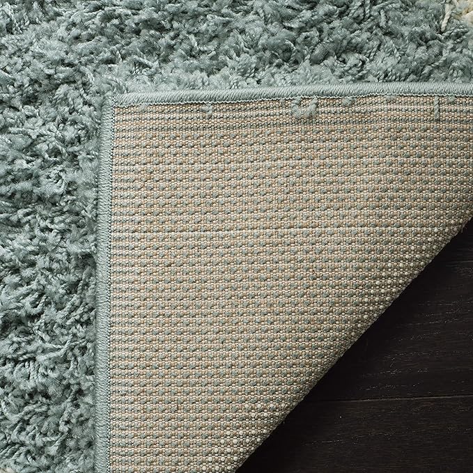 SAFAVIEH Dallas Shag Collection Accent Rug - 2'3" x 4', Seafoam & Ivory, Trellis Design, Non-Shedding & Easy Care, 1.5-inch Thick Ideal for High Traffic Areas in Foyer, Living Room, Bedroom (SGD257C)