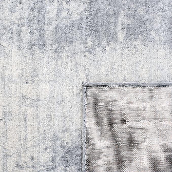 SAFAVIEH Jasper Collection Area Rug - 5' Round, Light Grey & Ivory, Modern Abstract Design, Non-Shedding & Easy Care, Ideal for High Traffic Areas in Living Room, Bedroom (JSP101F)