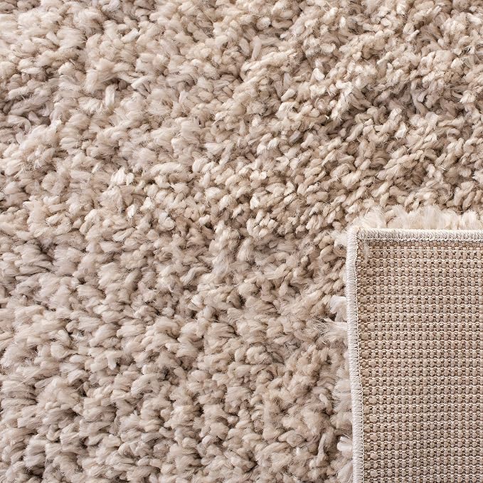 SAFAVIEH August Shag Collection Area Rug - 5'3" x 7'6", Beige, Solid Design, Non-Shedding & Easy Care, 1.5-inch Thick Ideal for High Traffic Areas in Living Room, Bedroom (AUG200D)