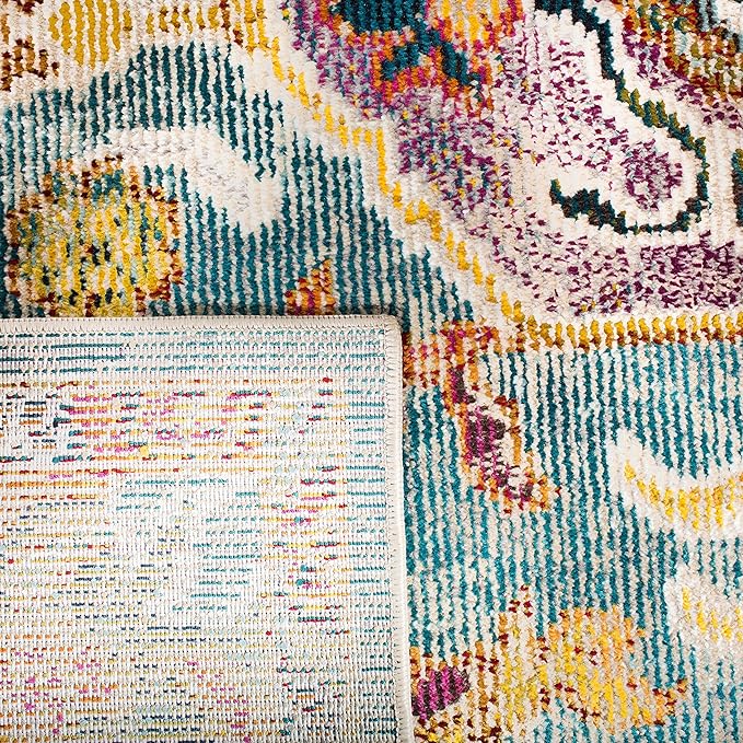 SAFAVIEH Crystal Collection X-Large Area Rug - 11' x 16', Orange & Teal, Medallion Distressed Design, Non-Shedding & Easy Care, Ideal for High Traffic Areas in Living Room, Bedroom (CRS501K)