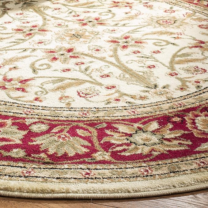 SAFAVIEH Lyndhurst Collection 8' Round Ivory/Rust LNH212R Traditional Oriental Non-Shedding Living Room Bedroom Area Rug