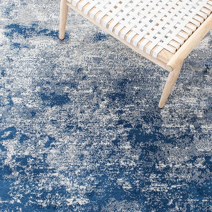 SAFAVIEH Brentwood Collection Runner Rug - 2' x 22', Grey & Navy, Modern Abstract Design, Non-Shedding & Easy Care, Ideal for High Traffic Areas in Living Room, Bedroom (BNT822G)