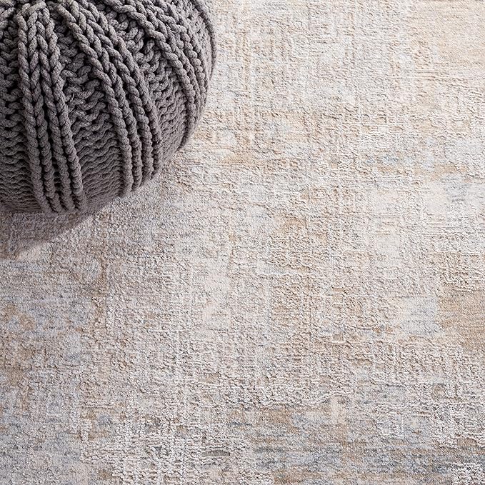 SAFAVIEH Marmara Collection Area Rug - 6'7" Square, Grey & Beige Blue, Modern Design, Non-Shedding & Easy Care, Ideal for High Traffic Areas in Living Room, Bedroom (MRM314F)