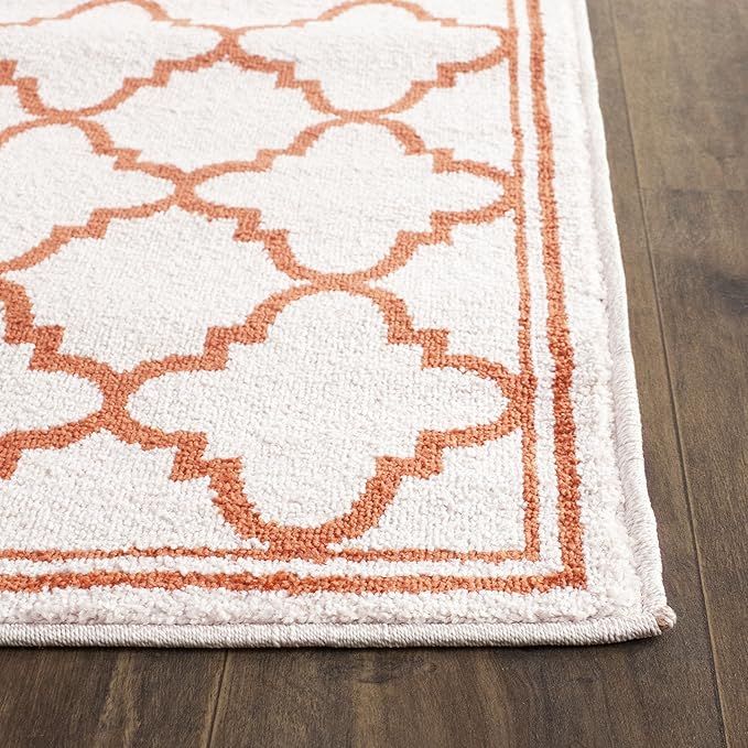 SAFAVIEH Amherst Collection Runner Rug - 2'3" x 11', Beige & Orange, Moroccan Trellis Design, Non-Shedding & Easy Care, Ideal for High Traffic Areas in Living Room, Bedroom (AMT422F)