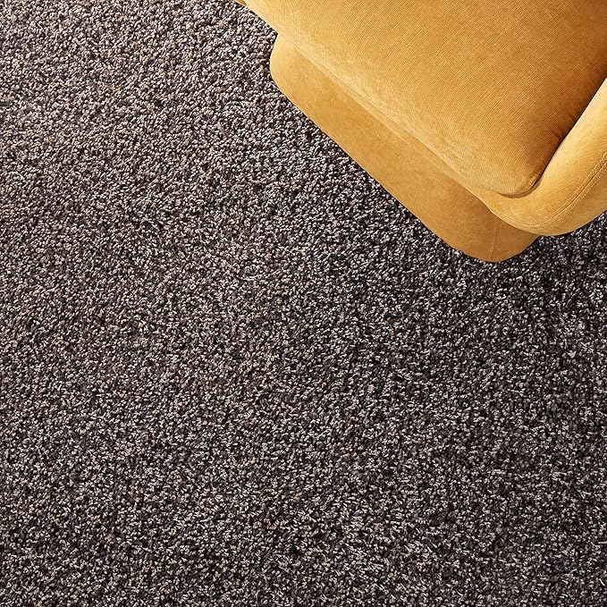 SAFAVIEH Santa Monica Shag Collection Area Rug - 4' Square, Mushroom, Non-Shedding & Easy Cleaning, Plush Thick Pile, Ideal for Living Room, Bedroom, Dining Space (SGN725-8181)