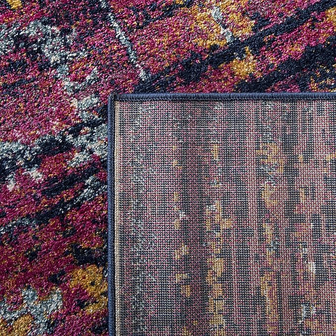 SAFAVIEH Evoke Collection Accent Rug - 2'2" x 4', Blue & Fuchsia, Oriental Medallion Distressed Design, Non-Shedding & Easy Care, Ideal for High Traffic Areas in Foyer, Living Room, Bedroom (EVK275F)