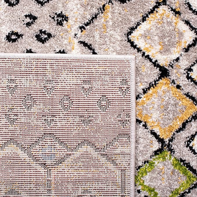 SAFAVIEH Amsterdam Collection Accent Rug - 4' x 6', Light Grey & Multi, Moroccan Boho Design, Non-Shedding & Easy Care, Ideal for High Traffic Areas in Entryway, Living Room, Bedroom (AMS108G)