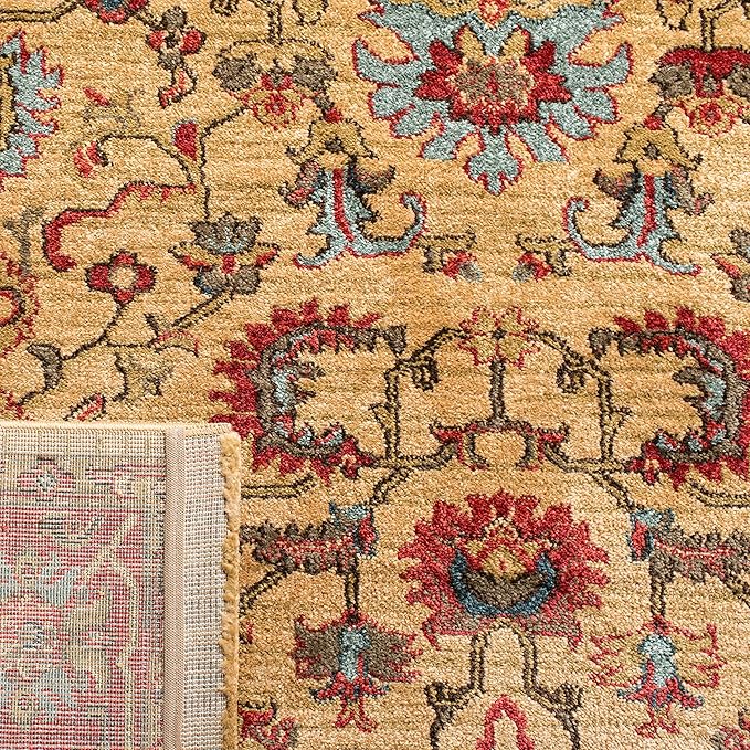 SAFAVIEH Mahal Collection Accent Rug - 4' x 5'7", Beige & Red, Traditional Oriental Design, Non-Shedding & Easy Care, Ideal for High Traffic Areas in Entryway, Living Room, Bedroom (MAH693B)