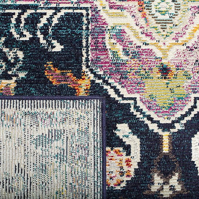 SAFAVIEH Crystal Collection Accent Rug - 4' x 6', Navy & Fuchsia, Medallion Distressed Design, Non-Shedding & Easy Care, Ideal for High Traffic Areas in Entryway, Living Room, Bedroom (CRS501H)