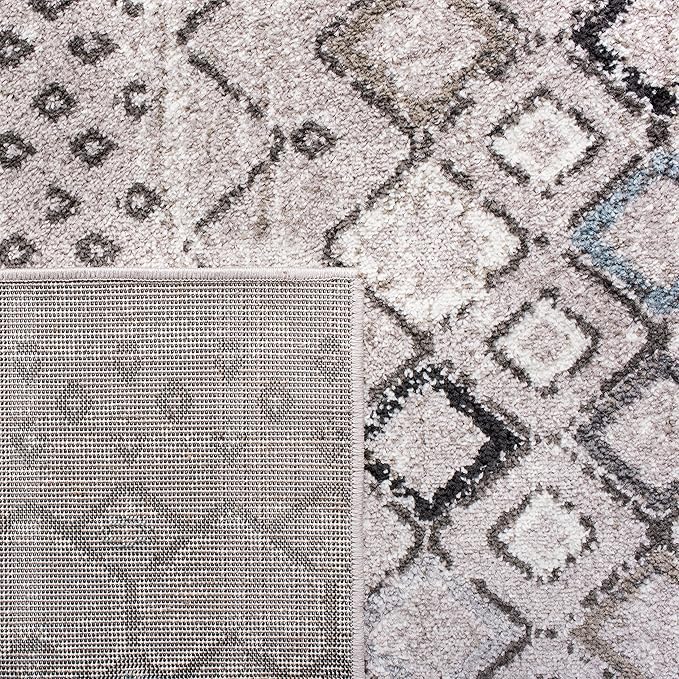 SAFAVIEH Amsterdam Collection X-Large Area Rug - 11' x 15', Light Grey & Brown, Moroccan Boho Design, Non-Shedding & Easy Care, Ideal for High Traffic Areas in Living Room, Bedroom (AMS108F)