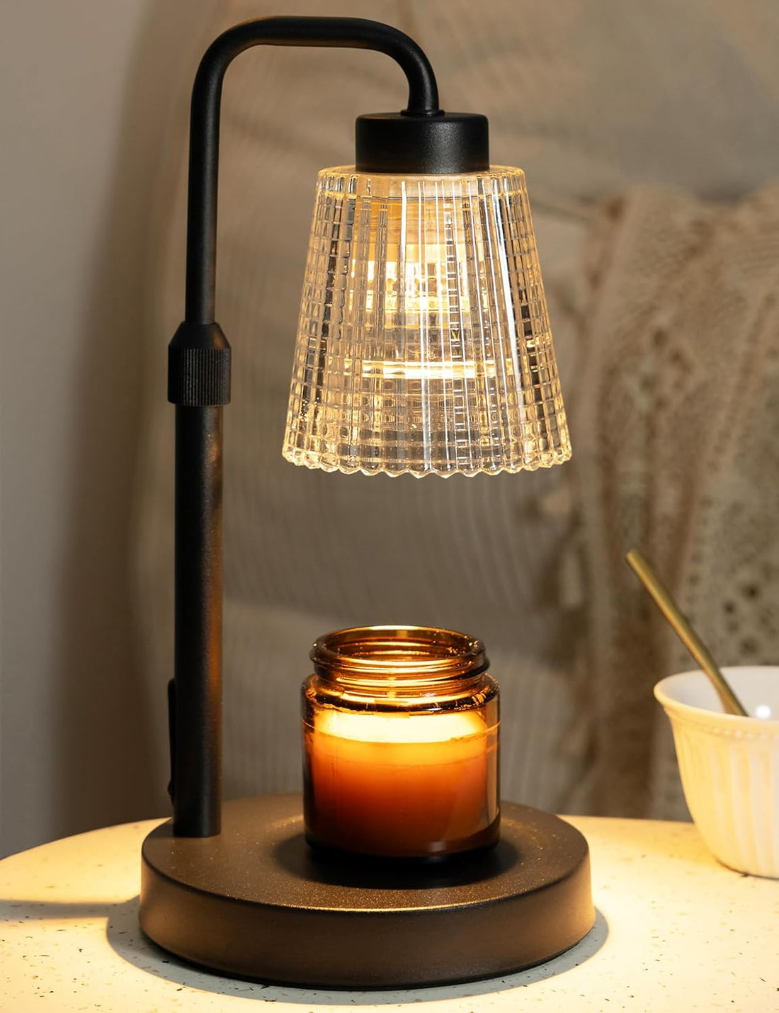 Dimmable candle warmer lamp with timer — warm ambient lighting essential for a calm new home arrival setup