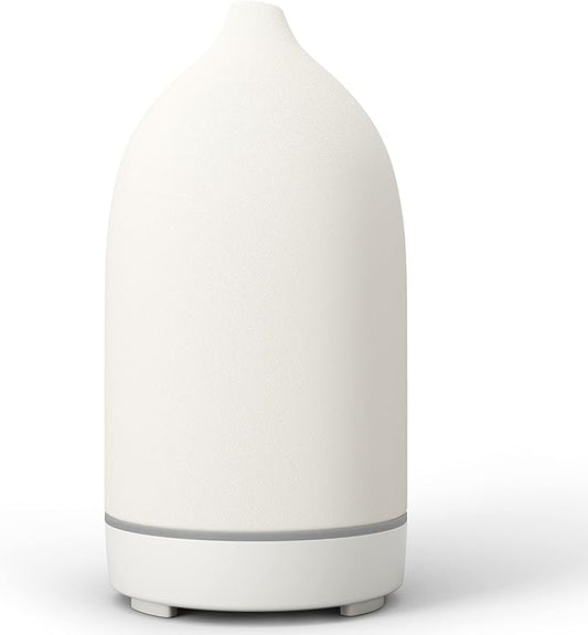 White handmade ceramic aromatherapy essential oil diffuser with 9 color night light for calm home scent and mood