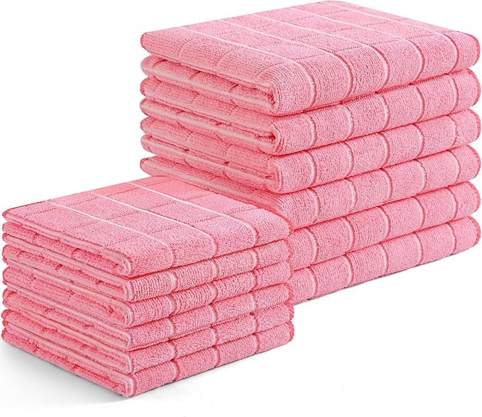 Homaxy microfiber kitchen towels set in pink — soft, absorbent dish towels for a calm, organized kitchen