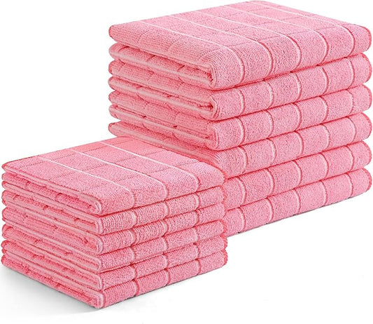 Homaxy microfiber kitchen towels set in pink — soft, absorbent dish towels for a calm, organized kitchen