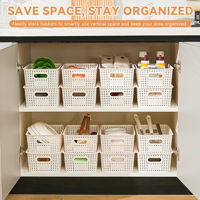 Clear plastic storage bins with lids — calm small space living and home organization solution