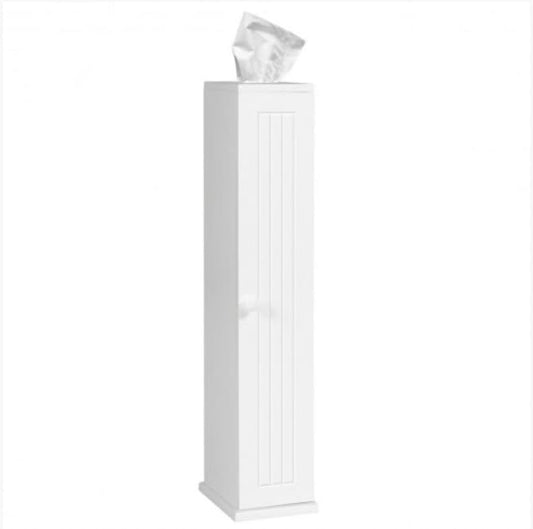 Free Standing Toilet Paper Storage Cabinet with Shelves, Slim Bathroom Floor Cabinet, White MDF Organizer for Small Spaces