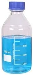 Lab Media Storage Round Bottles Graduated Glass Container GL45 Screw Cap Leakproof Multi-Purpose for Scientific — pack of 4 (Blue,1000ml)