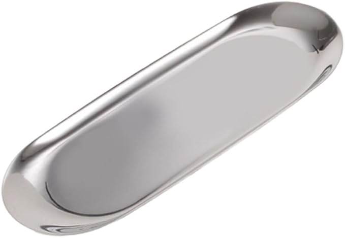 Luxshiny Storage Tray Minimalist Nordic Style Jewelry Organizer Plate for Home Bedroom Silver Design for Earrings Accessories Display