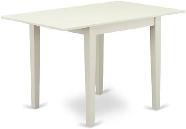 East West Furniture 1NDAB5-LWH-64 5 Piece Dinette Set for 4 Includes a Rectangle Dining Room Table with Dropleaf and 4 White Faux Leather Parson Dining Chairs, 30x48 Inch, Linen White