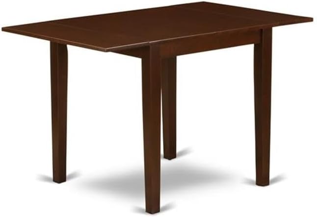 East West Furniture 1NDAB3-MAH-72 3 Piece Dining Set Contains a Rectangle Dining Room Table with Dropleaf and 2 FireBrick Red Faux Leather Upholstered Chairs, 30x48 Inch, Mahogany