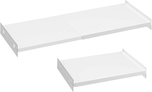Expandable Closet Tension Shelves Organizers, Adjustable Shelf for Cabinet Rack Storage Wardrobe Divider Shelving for Pantry,2 Pack (White,11.8" D x 26"-38" W,2PCS)