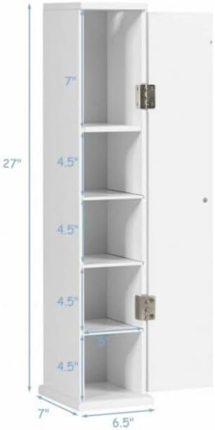 Free Standing Toilet Paper Storage Cabinet with Shelves, Slim Bathroom Floor Cabinet, White MDF Organizer for Small Spaces