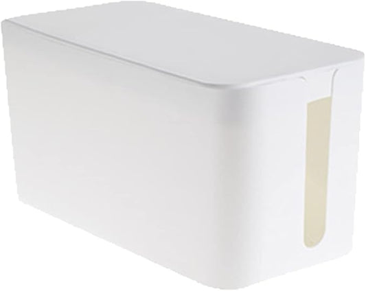 Cable Management Box,Cord Organizer Box for Home and Office System to Cover and Hide & Power Strips & Cords,Surge Protector (Small, White)