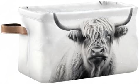 Storage Basket Highland Cow Storage Bin Cube with Handles Foldable Storage Baskets for Shelves Living Room Home Decor 1PC