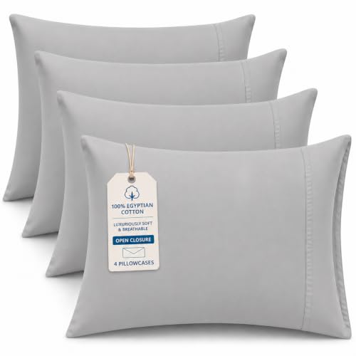 1000 TC Queen Pillow Covers Set of 4, Ultra Soft Egyptian - Image 2