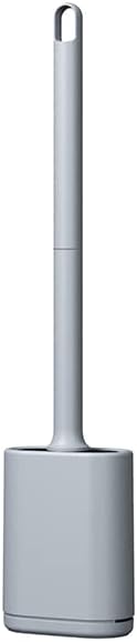 Flexible Silicone Toilet Brush with Holder Set, Non-Scratch Bristles, Slip-Resistant Extended Plastic Handle, Rapid Drying Wall-Mounted Storage, Efficient Toilet Cleaner (Grey)