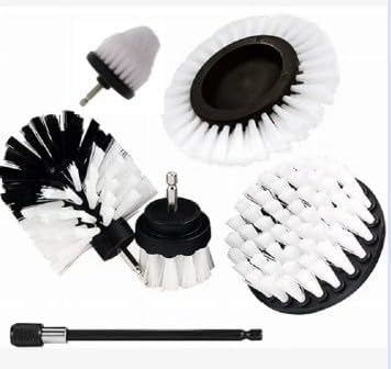 Drill Brush with Long Extend Attachment,Power Cleaning Scrub Brush for Bathroom and Kitchen Surface,Grout,Tub,Shower,Tile,Corners (White)