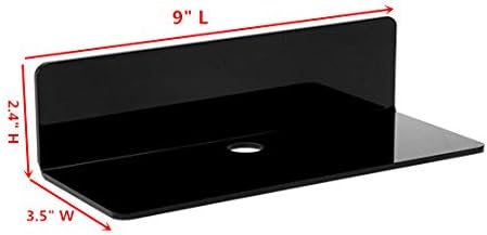 IEEK 4 PCS Small Acrylic Floating Wall Shelves,9 Inch Adhesive Display Shelf for Nintendo Switch/Smart Speaker/Security Cameras/Action Figures,No Damage Expand Wall Space,Black